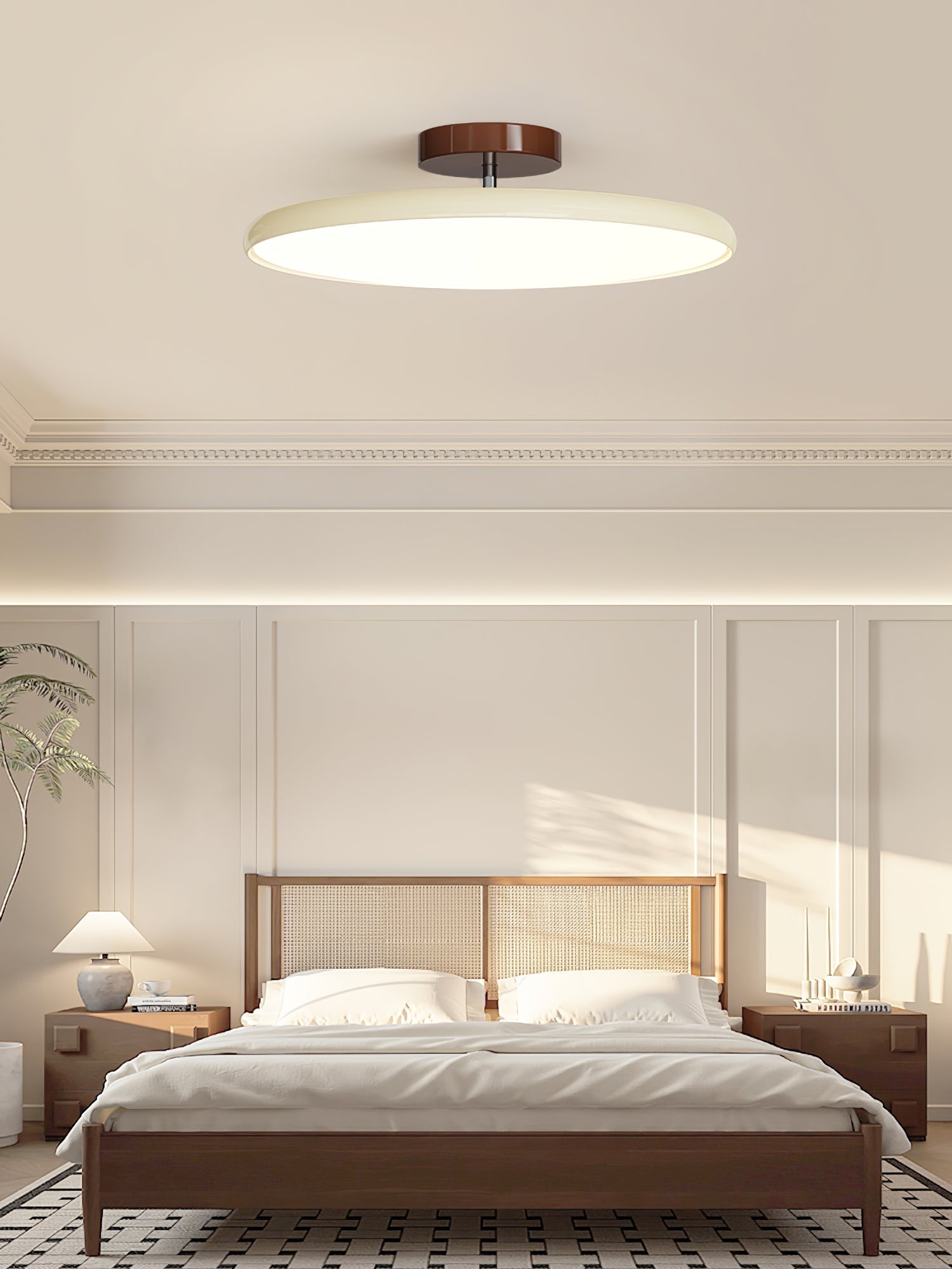 Ceiling Light LED Round Cream Disc Terracotta | Modern