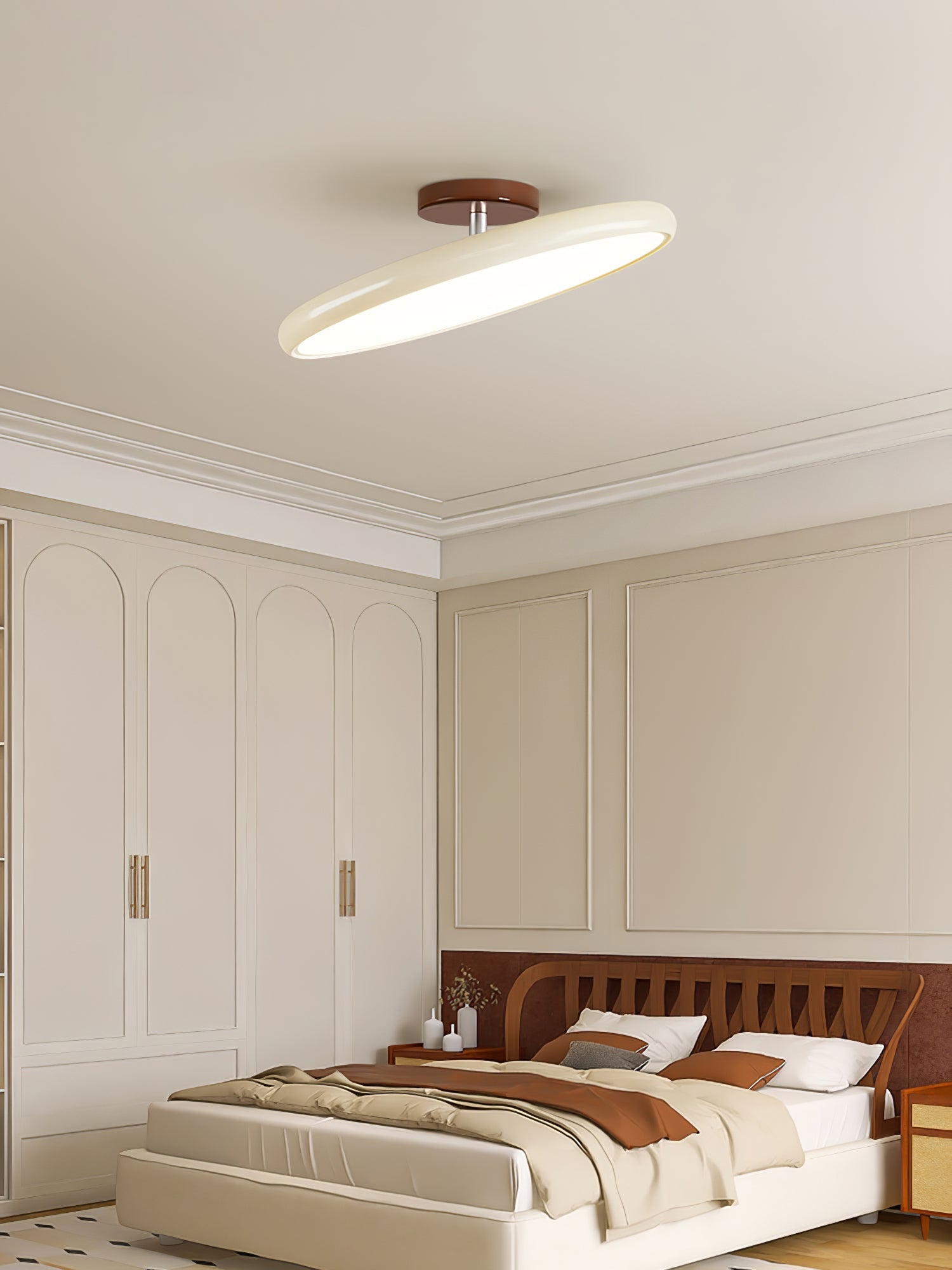 Ceiling Light LED Round Cream Disc Terracotta | Modern