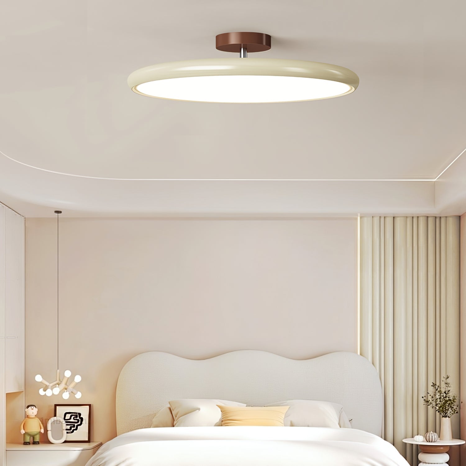 Ceiling Light LED Round Cream Disc Terracotta | Modern