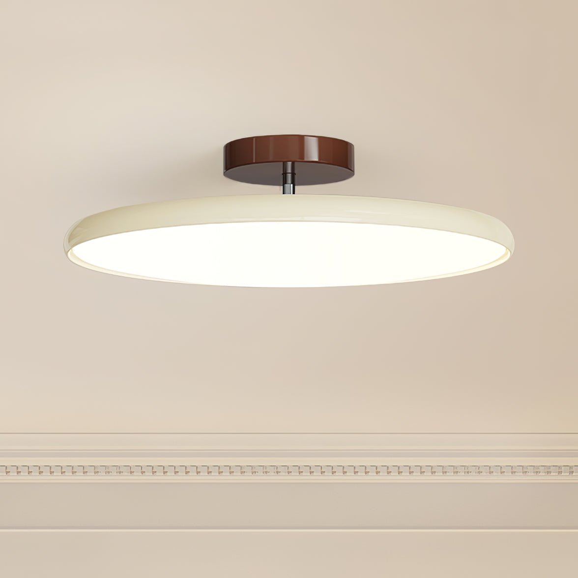 Ceiling Light LED Round Cream Disc Terracotta | Modern