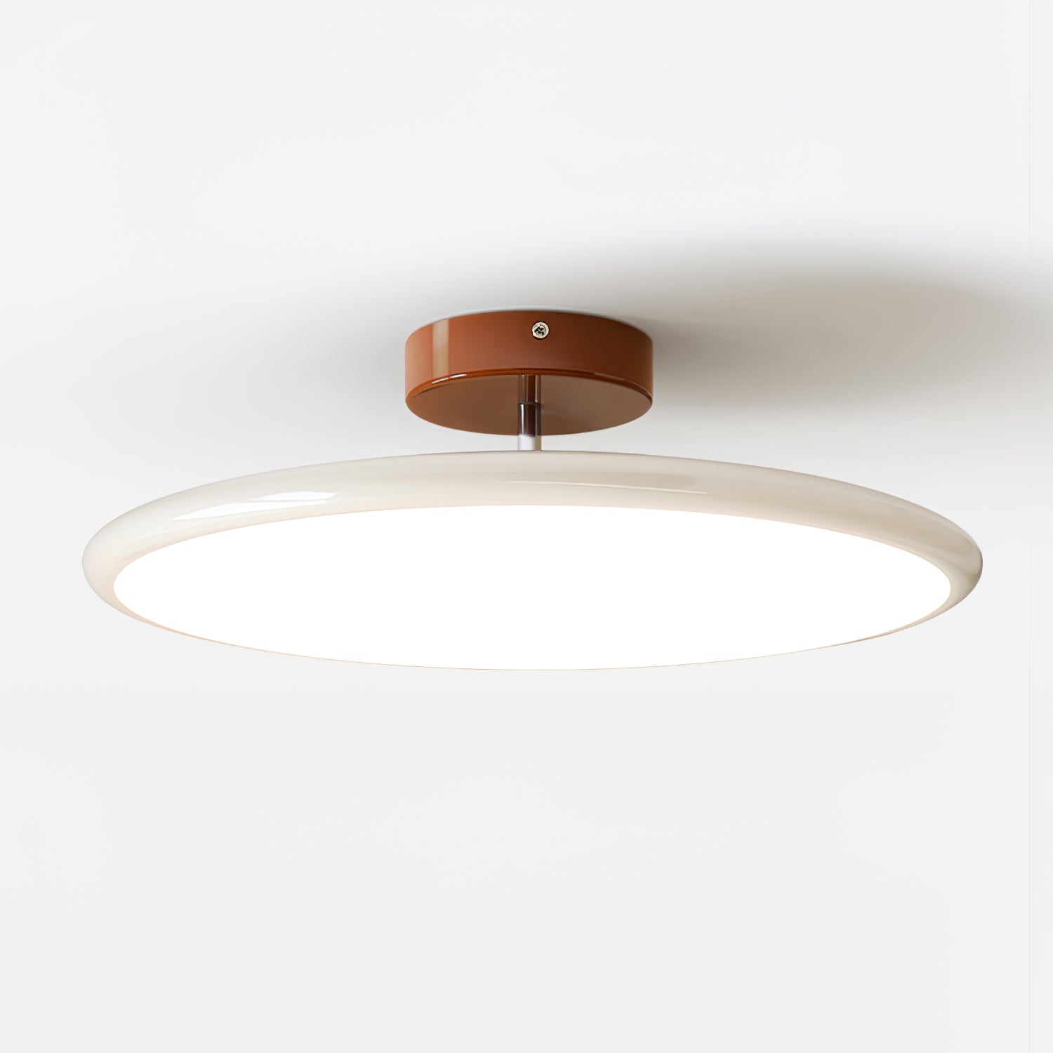 Ceiling Light LED Round Cream Disc Terracotta | Modern