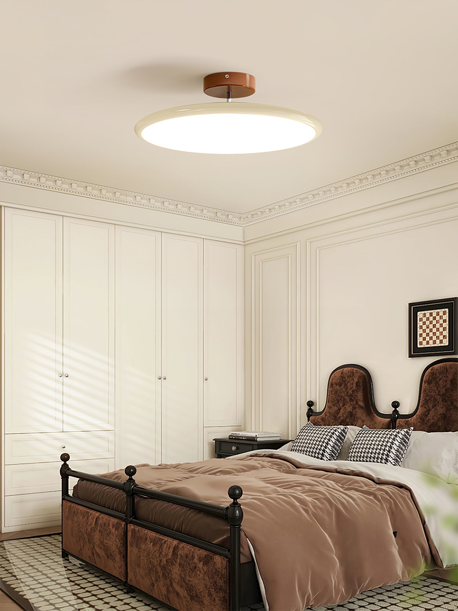 Ceiling Light LED Round Cream Disc Terracotta | Modern
