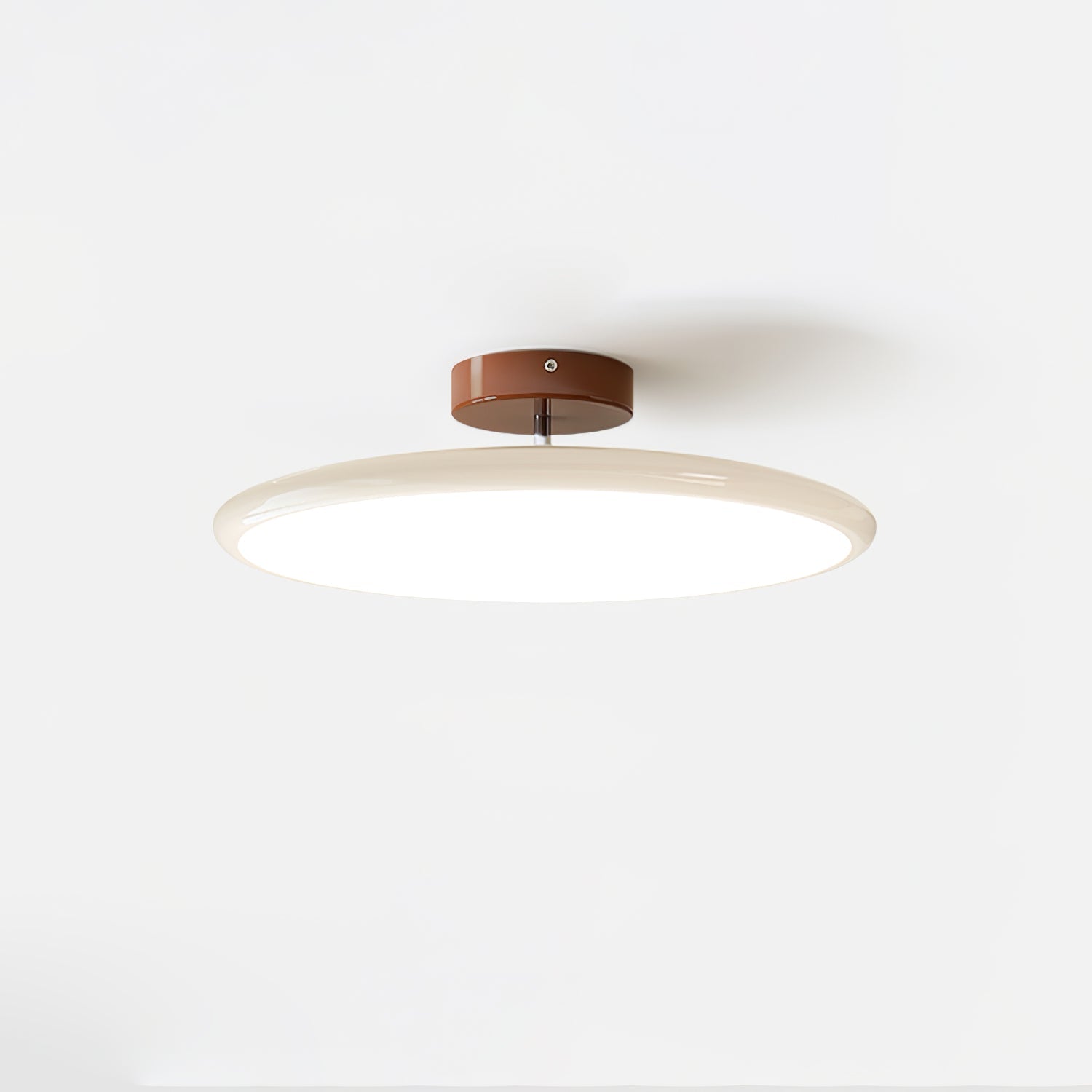 Ceiling Light LED Round Cream Disc Terracotta | Modern
