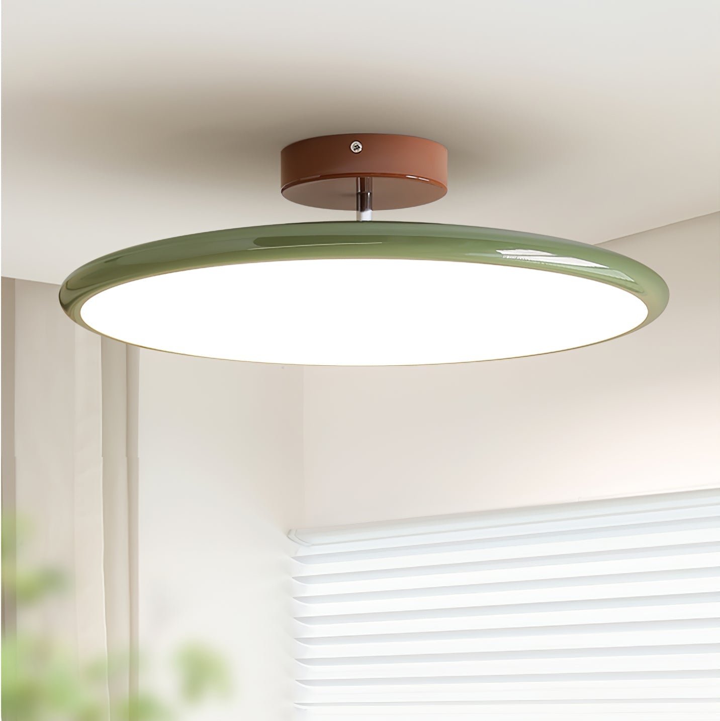 Ceiling Light LED Round Cream Disc Terracotta | Modern