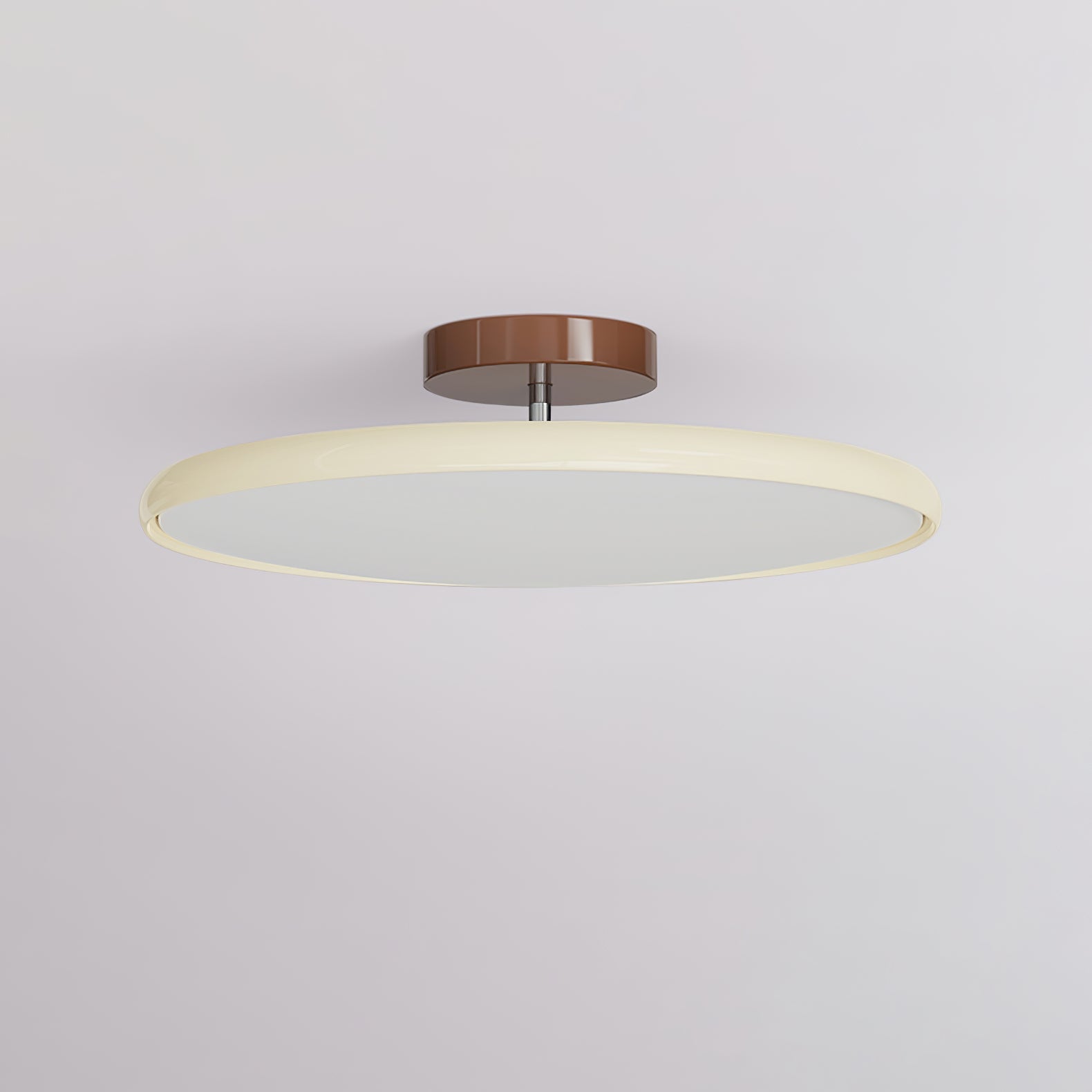 Ceiling Light LED Round Cream Disc Terracotta | Modern