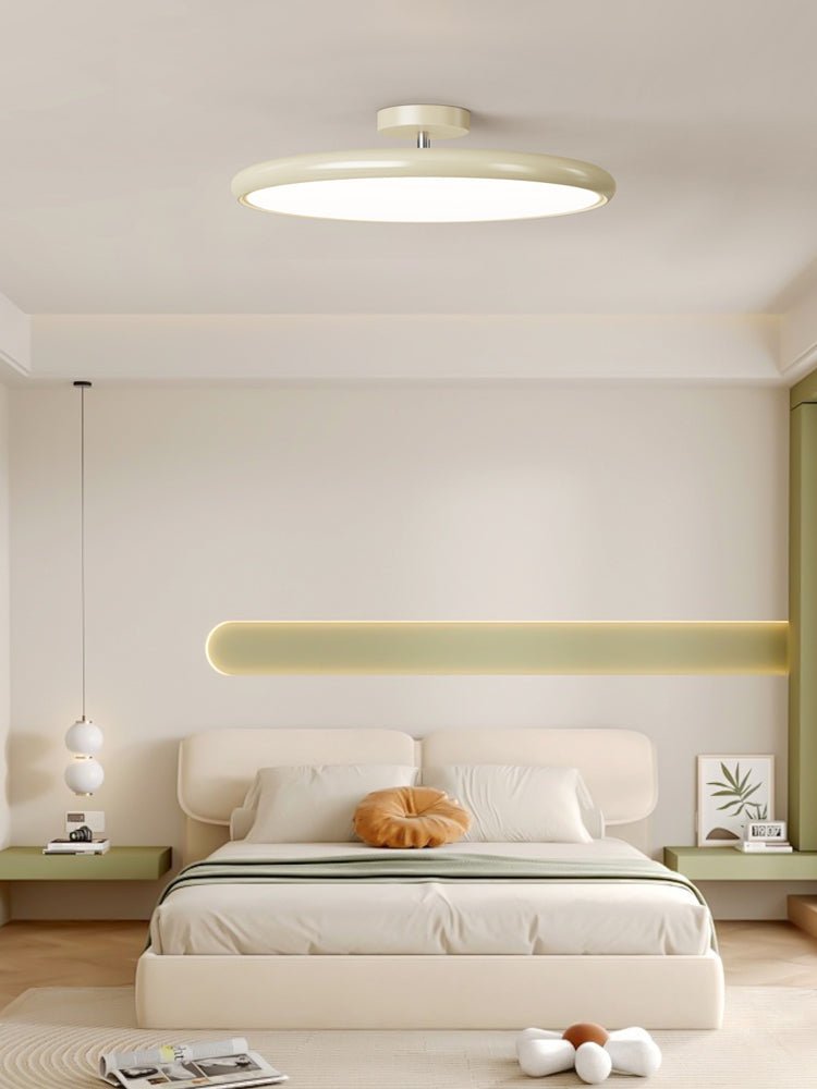 Ceiling Light LED Round Cream Disc Terracotta | Modern