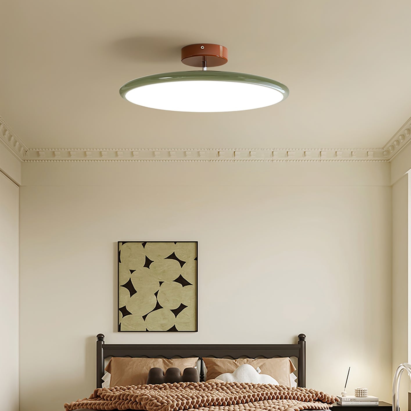 Ceiling Light LED Round Cream Disc Terracotta | Modern