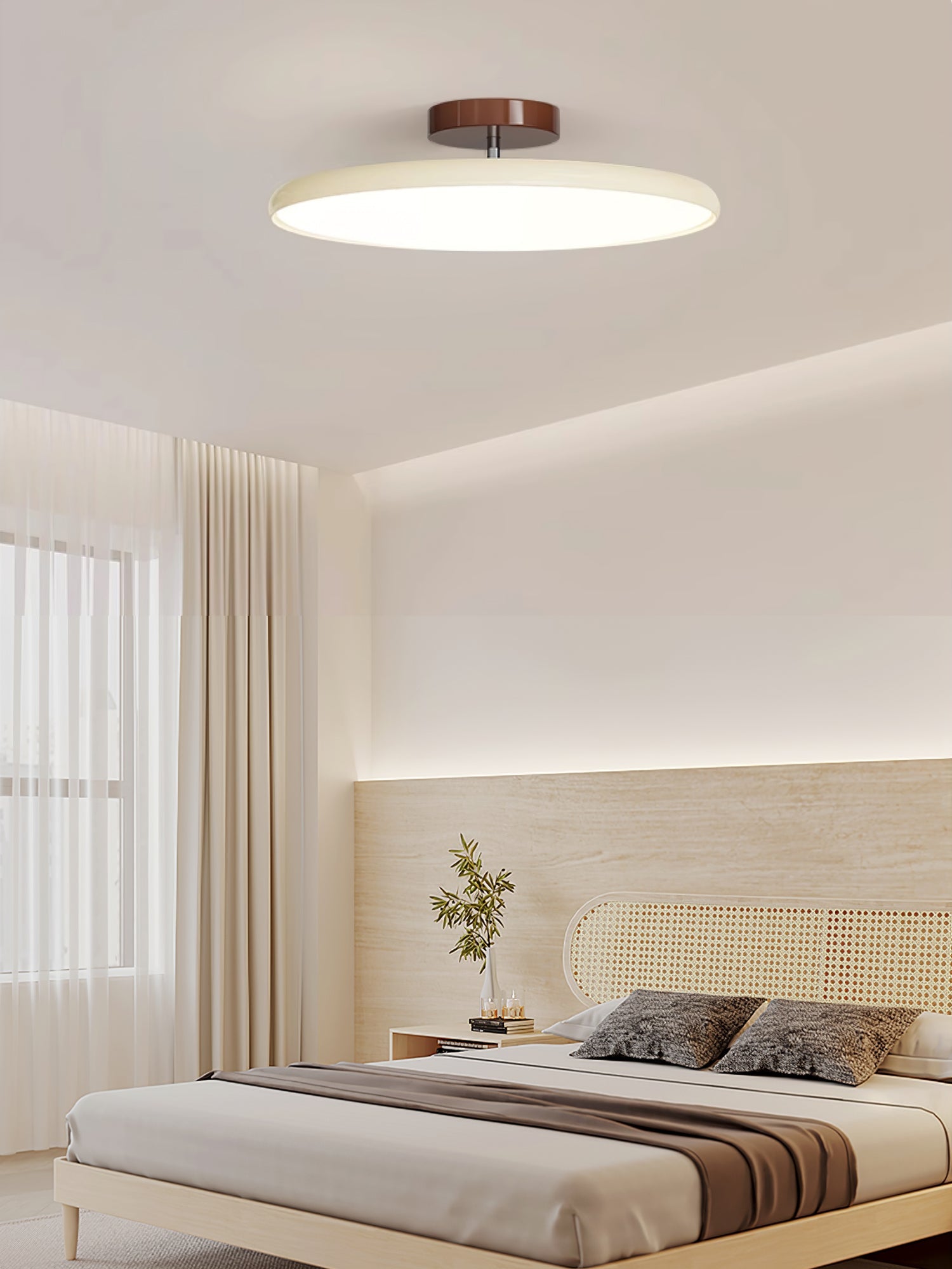 Ceiling Light LED Round Cream Disc Terracotta | Modern
