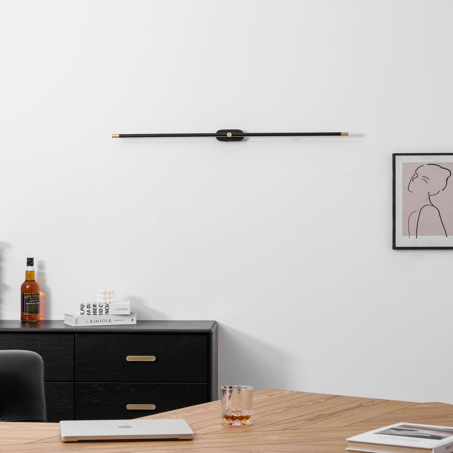 LED Wall Lamp Black Brass Linear Swivel | Modern