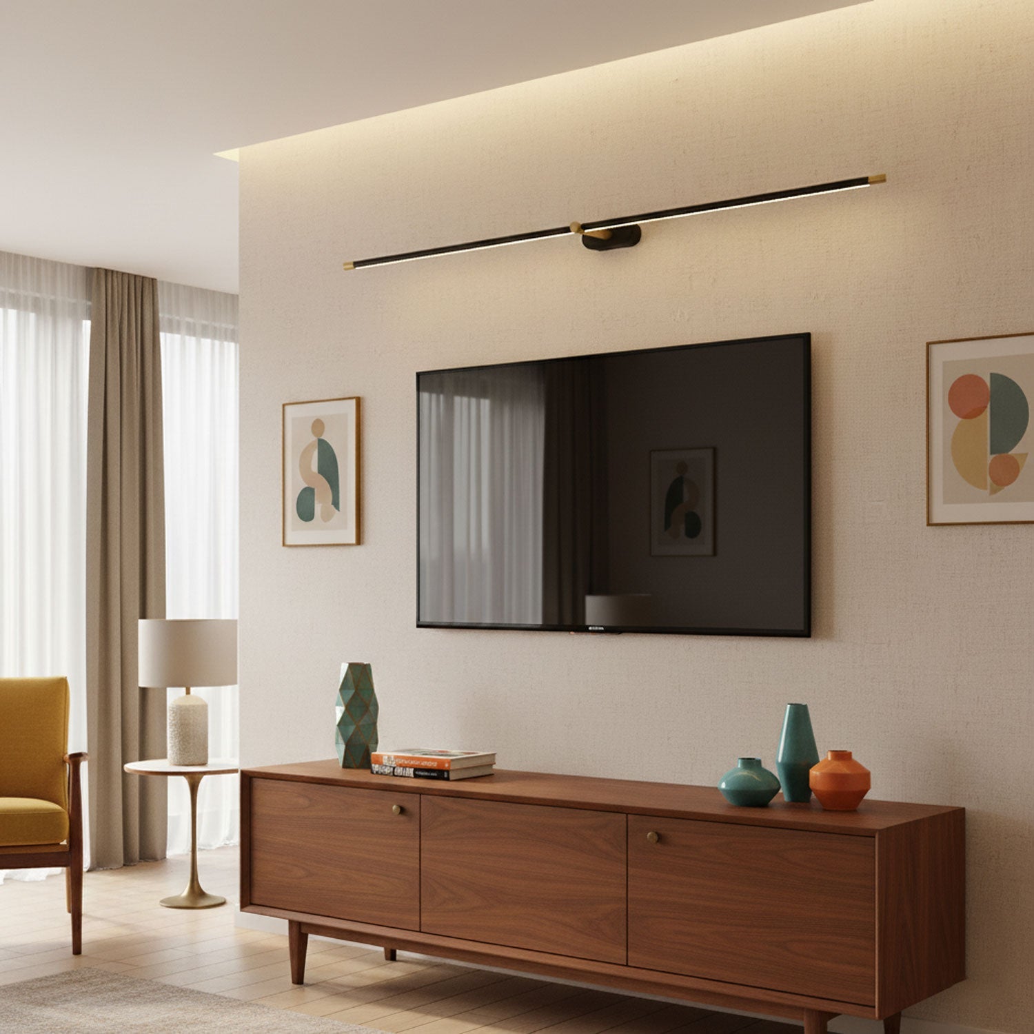 LED Wall Lamp Black Brass Linear Swivel | Modern