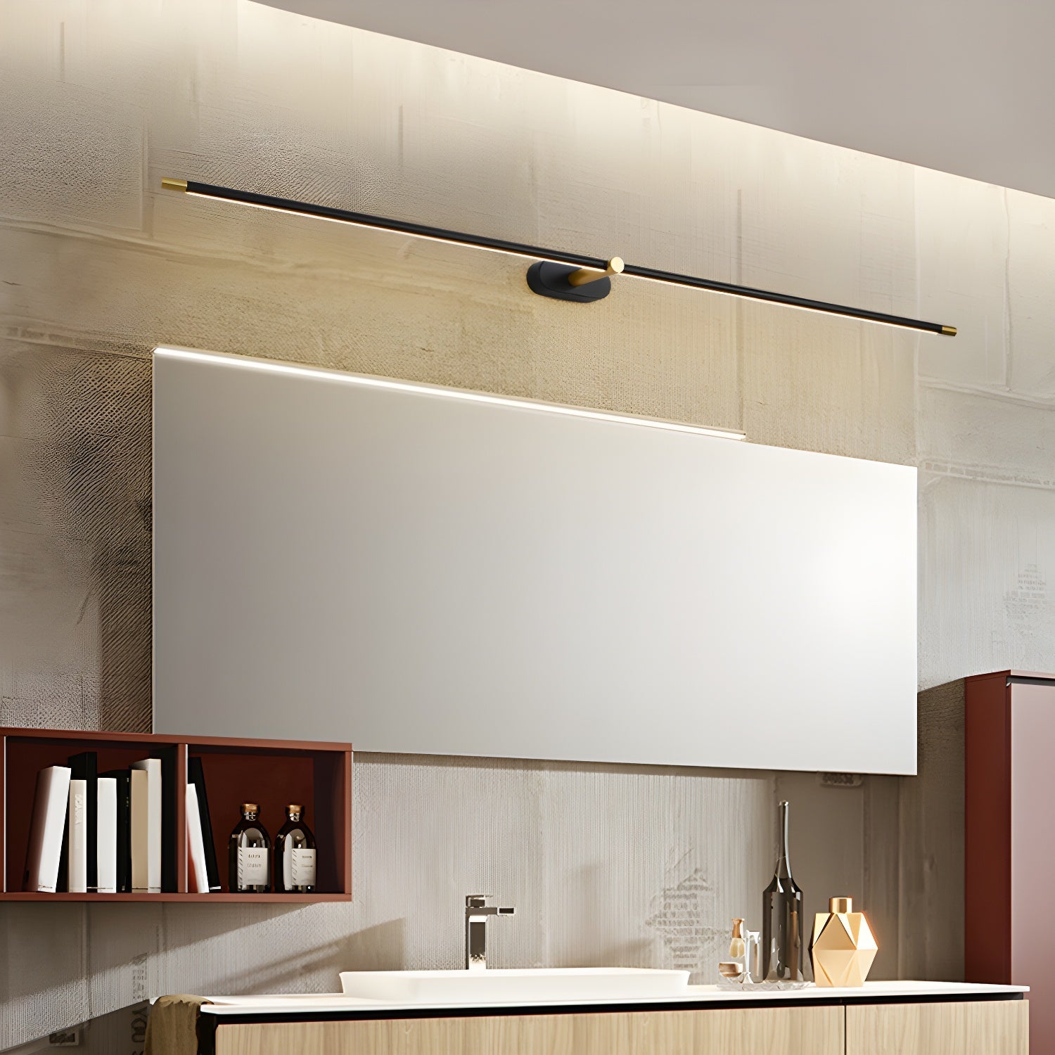 LED Wall Lamp Black Brass Linear Swivel | Modern