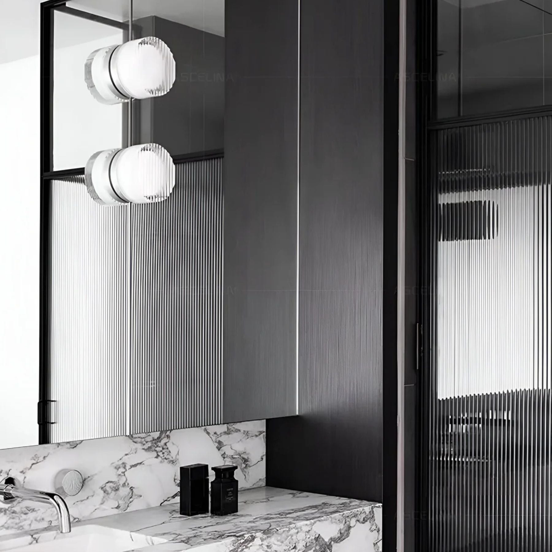 Modern Round Wall Sconce | Amber Glass