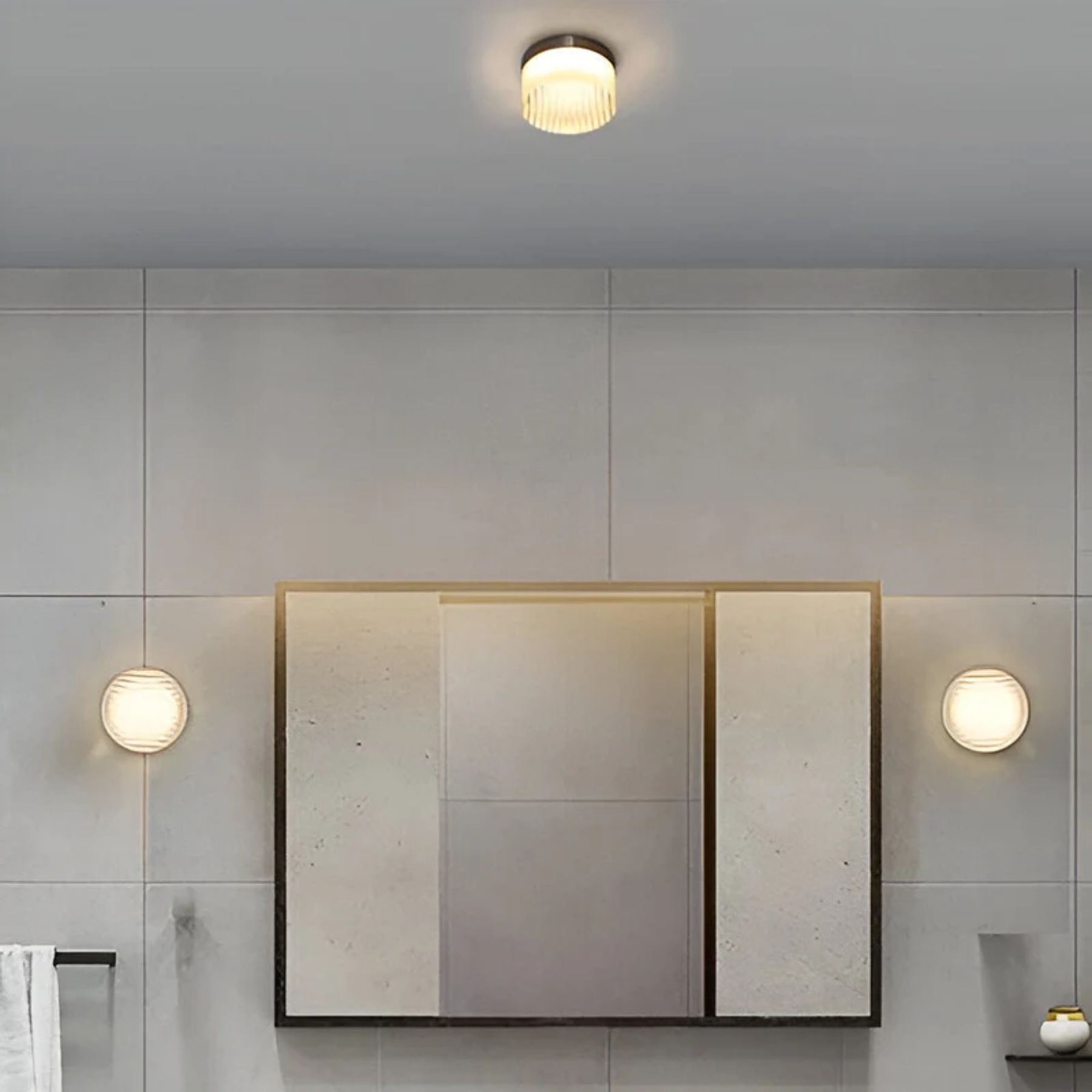 Modern Round Wall Sconce | Amber Glass