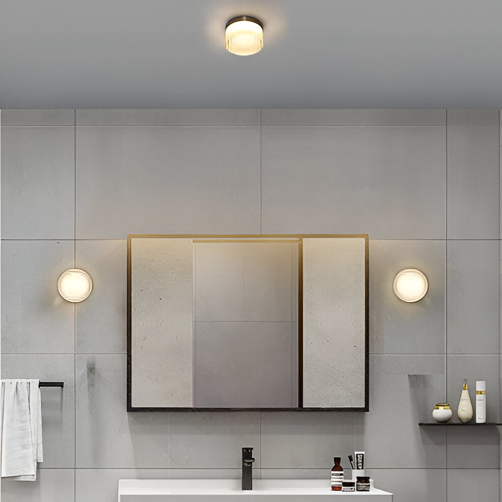 Modern Round Wall Sconce | Amber Glass