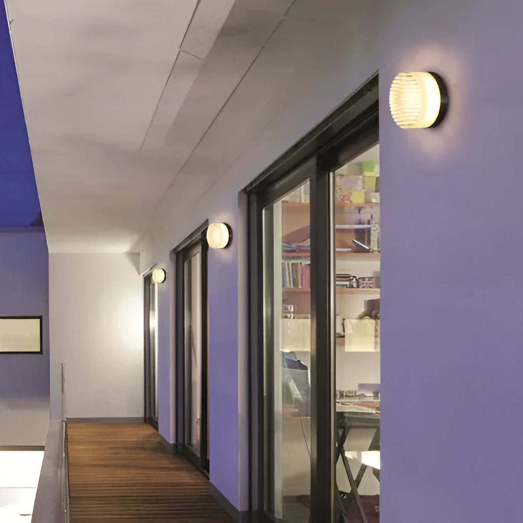 Modern Round Wall Sconce | Amber Glass