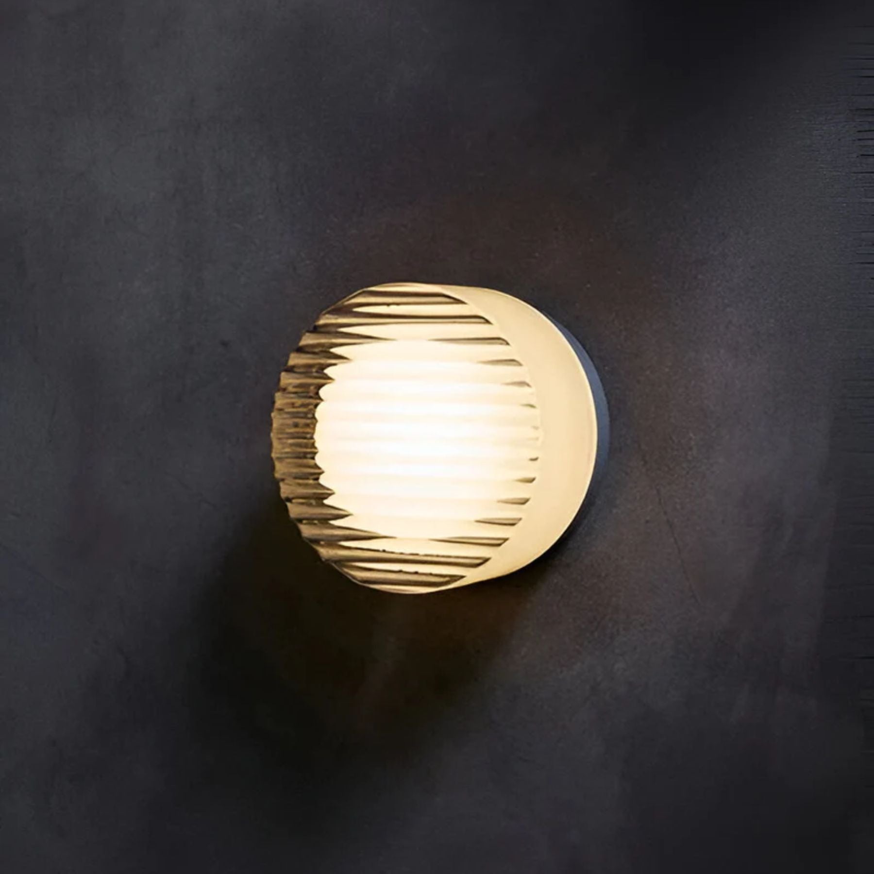 Modern Round Wall Sconce | Amber Glass