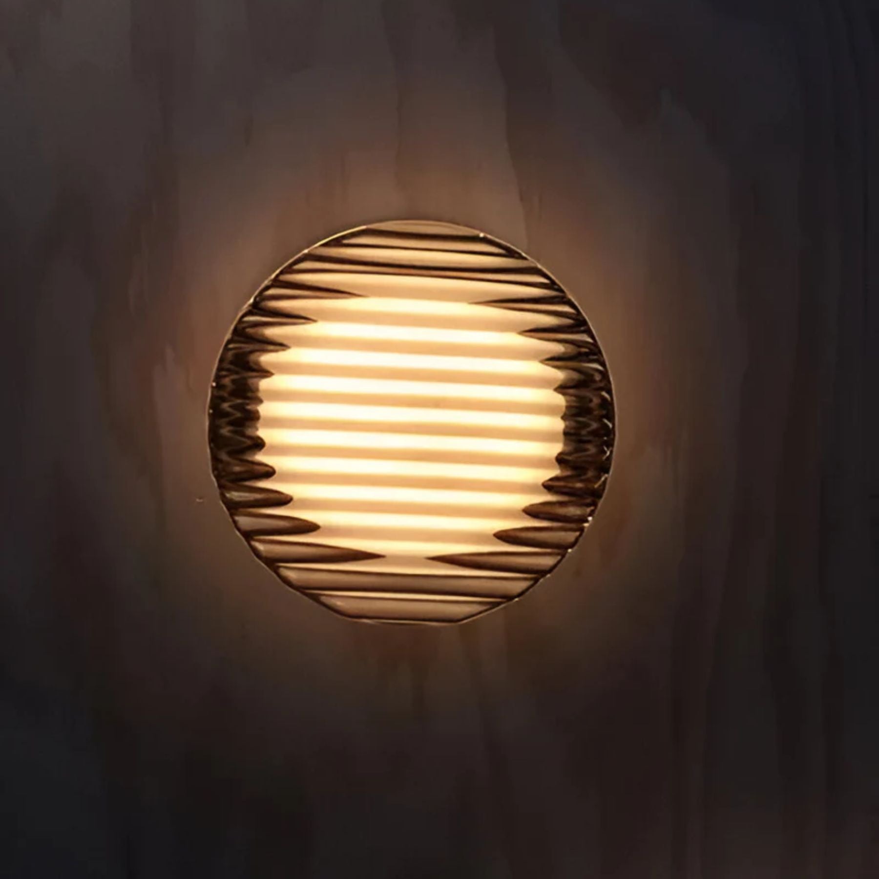 Modern Round Wall Sconce | Amber Glass