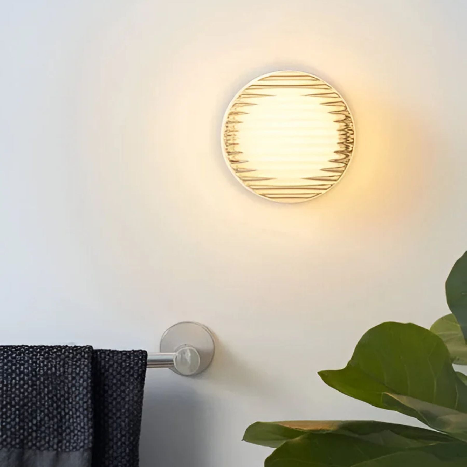 Modern Round Wall Sconce | Amber Glass