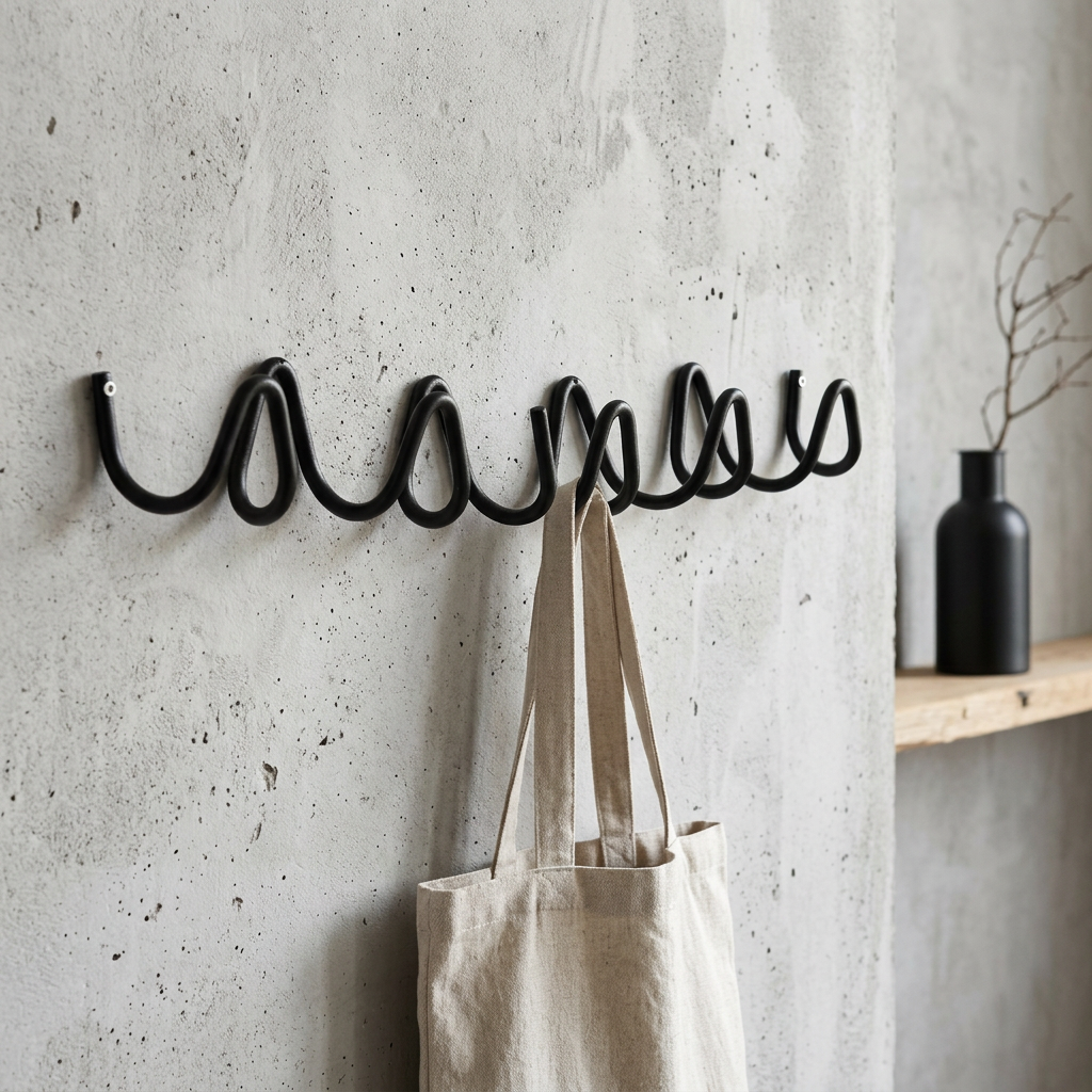 Modern Wrought Iron Wall Hook | Wave Design