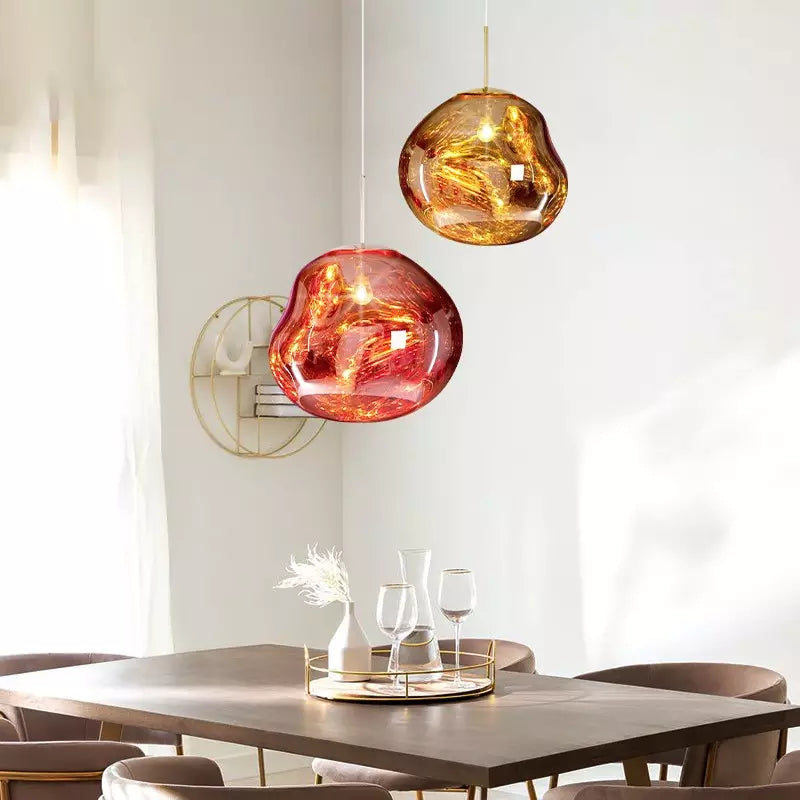 Molten Lava Irregular Glass Sphere Pendant Light | Artistic