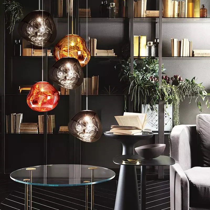 Molten Lava Irregular Glass Sphere Pendant Light | Artistic