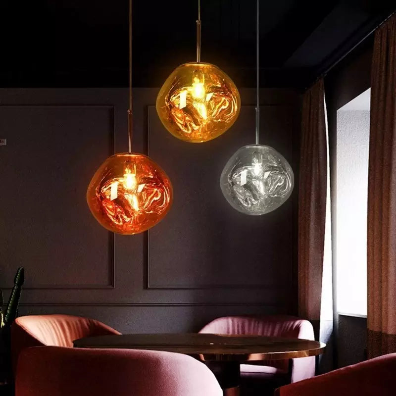 Molten Lava Irregular Glass Sphere Pendant Light | Artistic