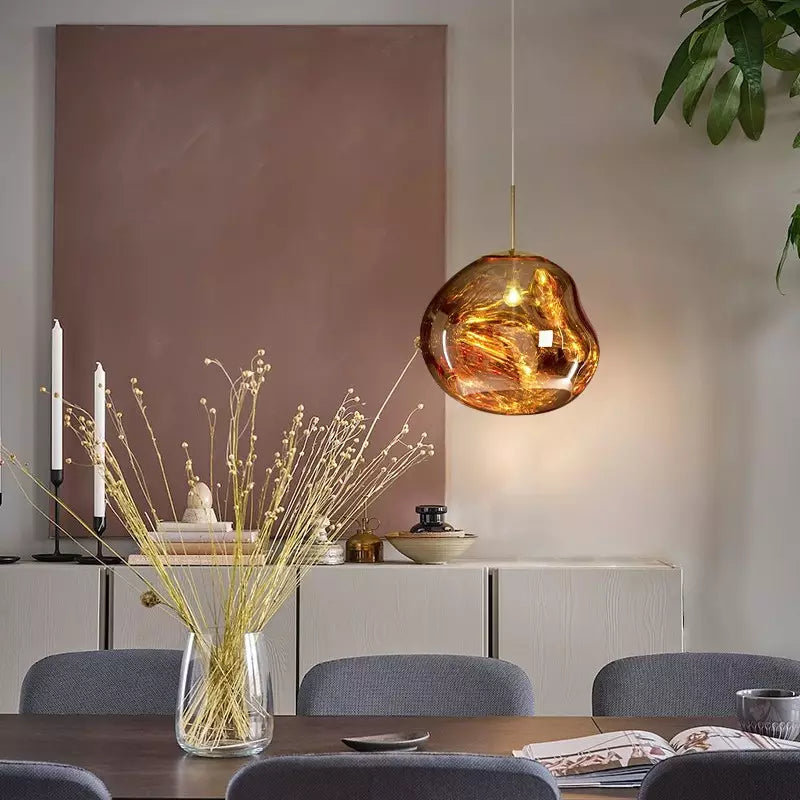 Molten Lava Irregular Glass Sphere Pendant Light | Artistic