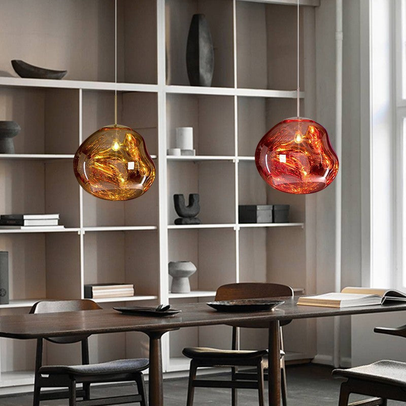 Molten Lava Irregular Glass Sphere Pendant Light | Artistic