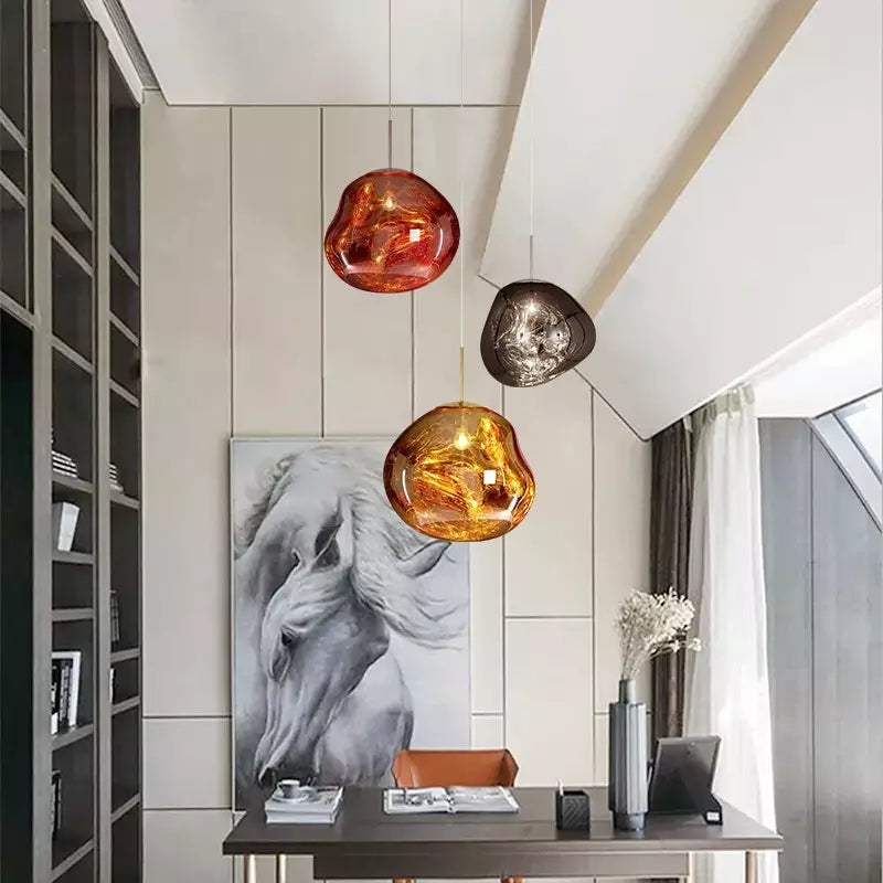 Molten Lava Irregular Glass Sphere Pendant Light | Artistic