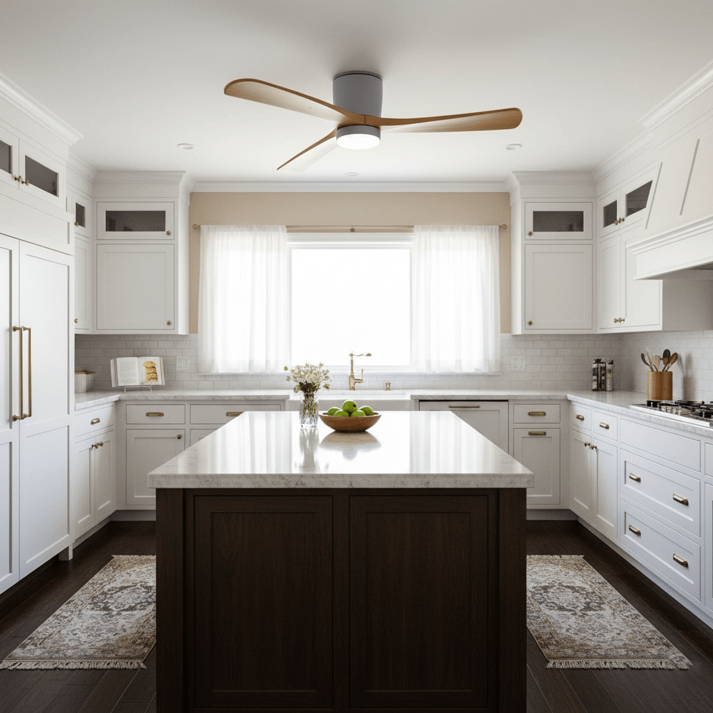 Ceiling Fan with Light 3-Blade Wood Remote | Flush Mount