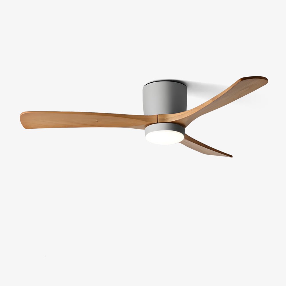 Ceiling Fan with Light 3-Blade Wood Remote | Flush Mount