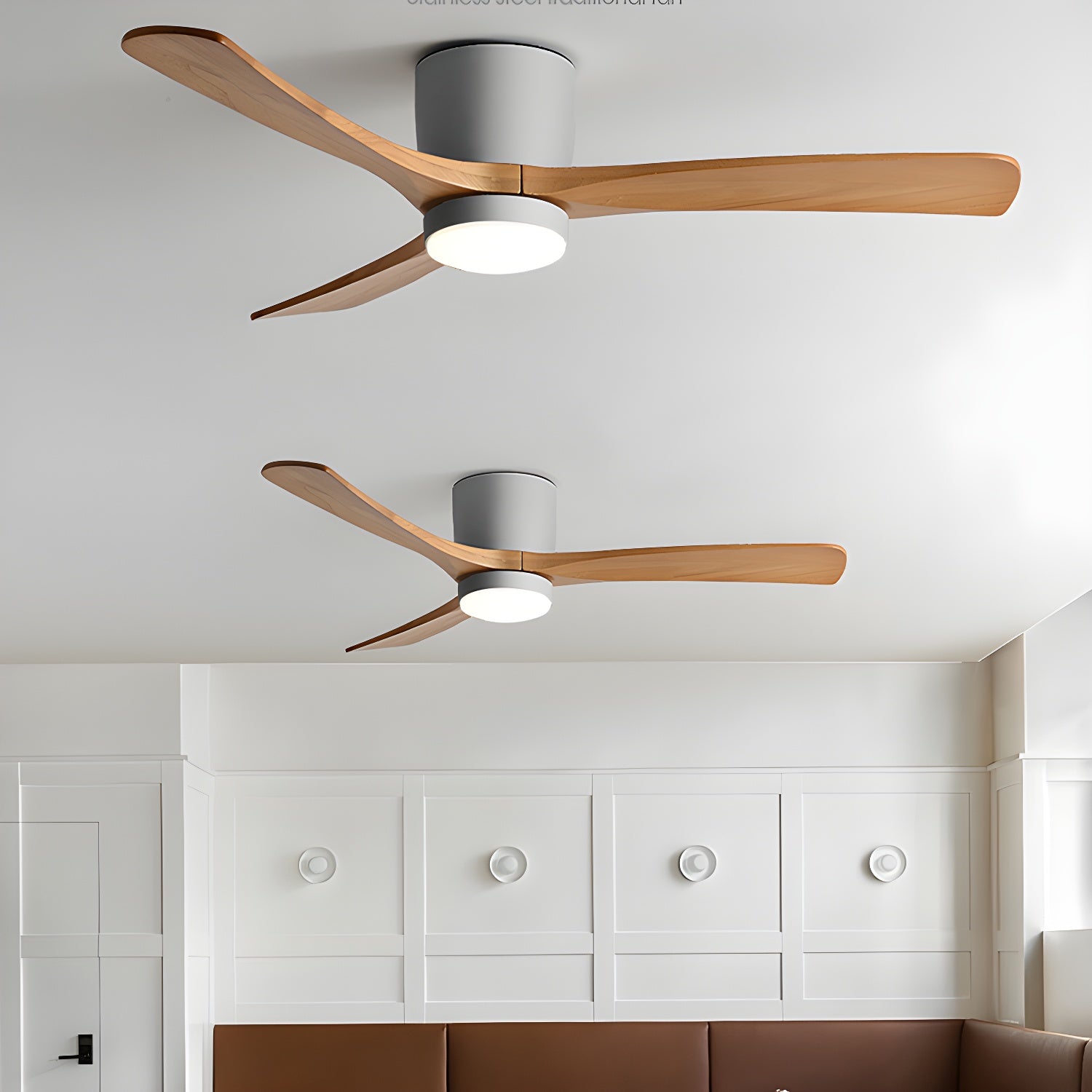 Ceiling Fan with Light 3-Blade Wood Remote | Flush Mount