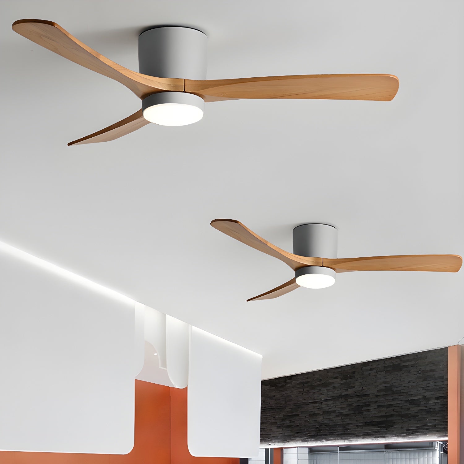 Ceiling Fan with Light 3-Blade Wood Remote | Flush Mount