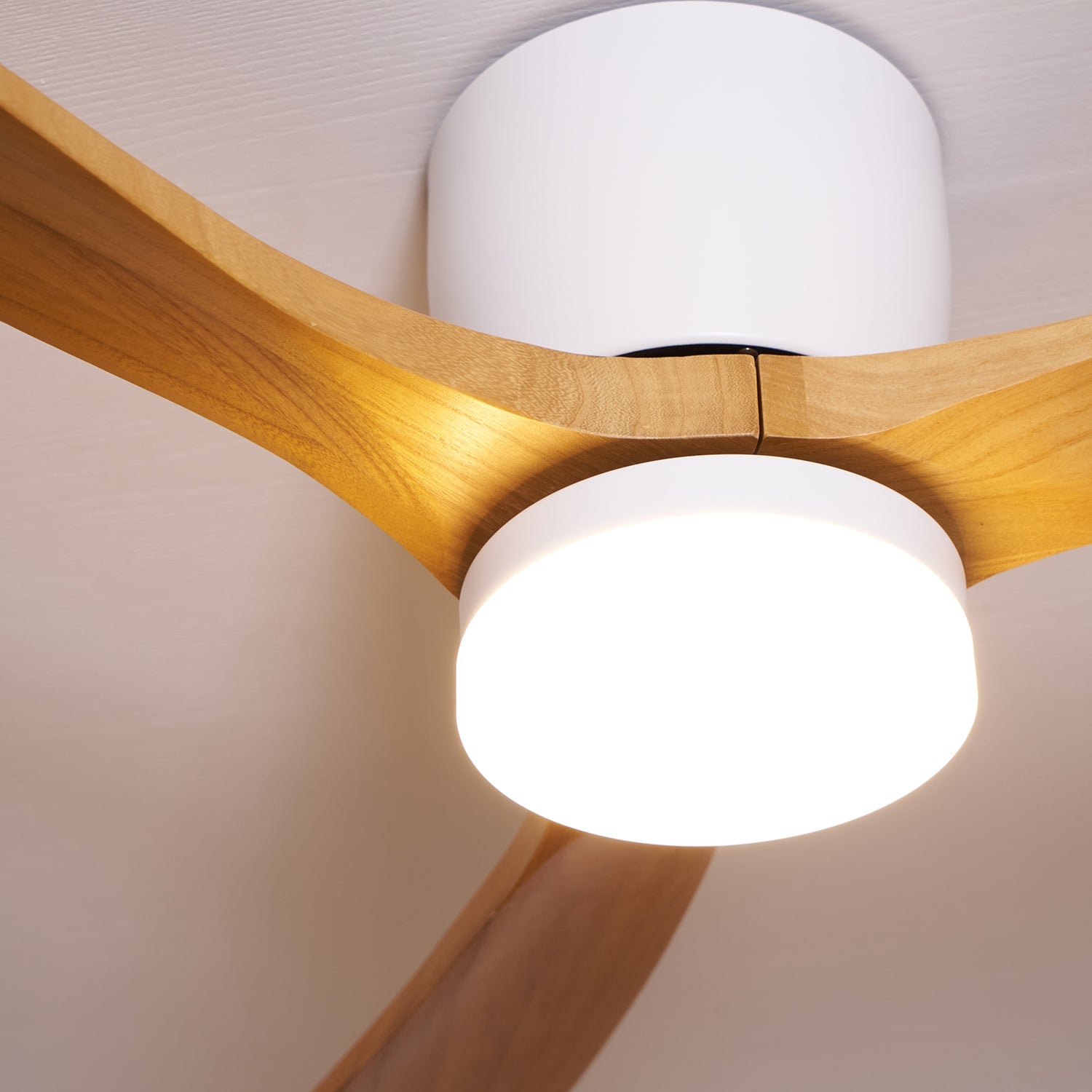 Ceiling Fan with Light 3-Blade Wood Remote | Flush Mount