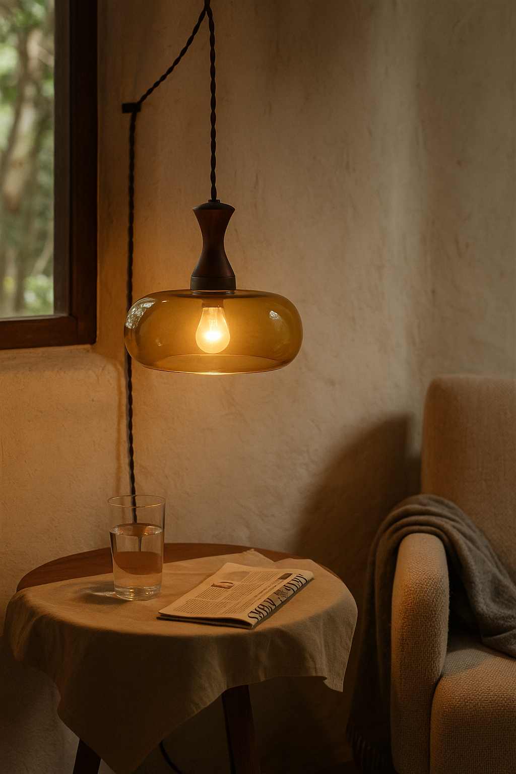 Pendant Lighting Glass Living Room | Wood