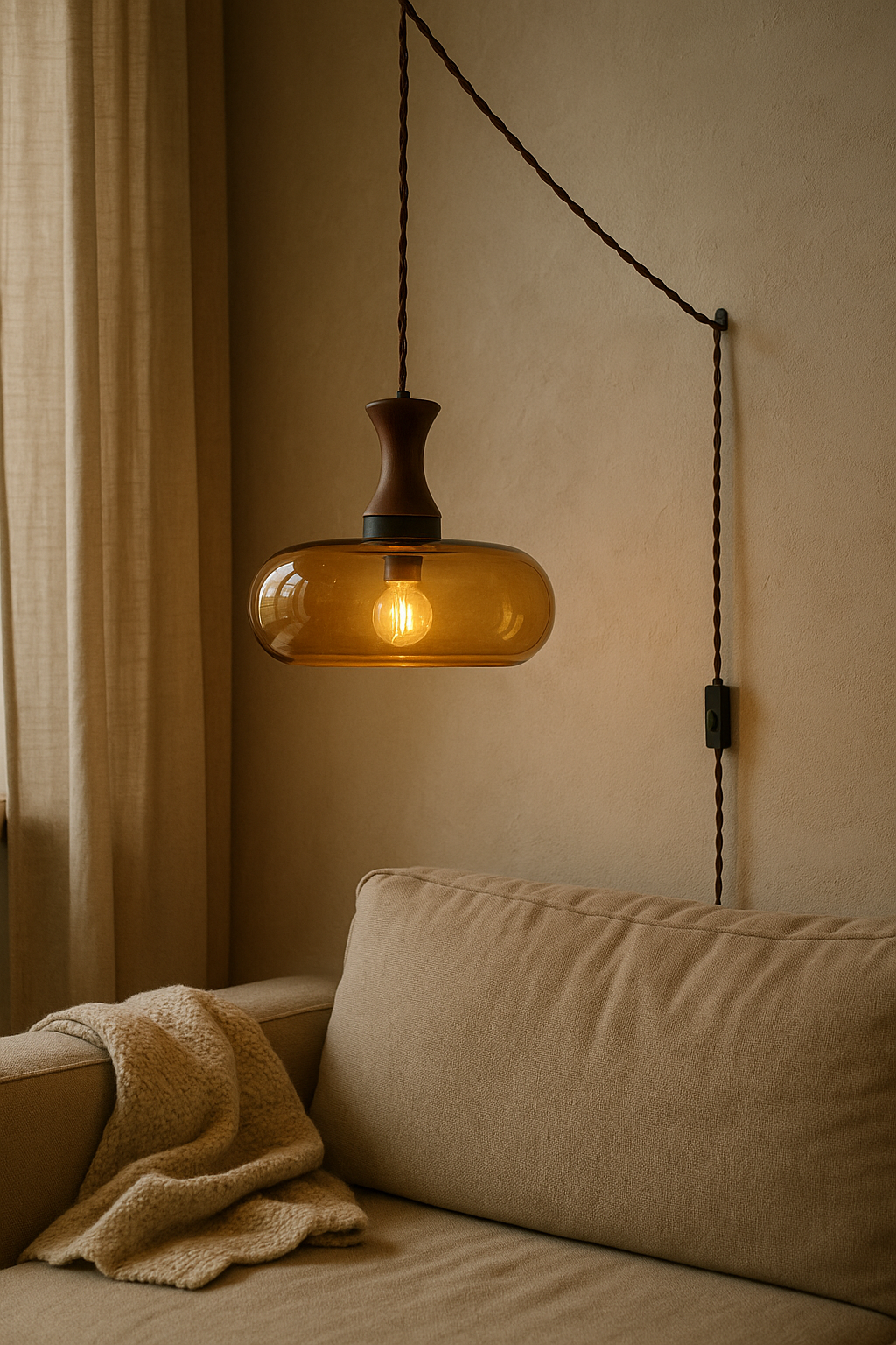 Pendant Lighting Glass Living Room | Wood