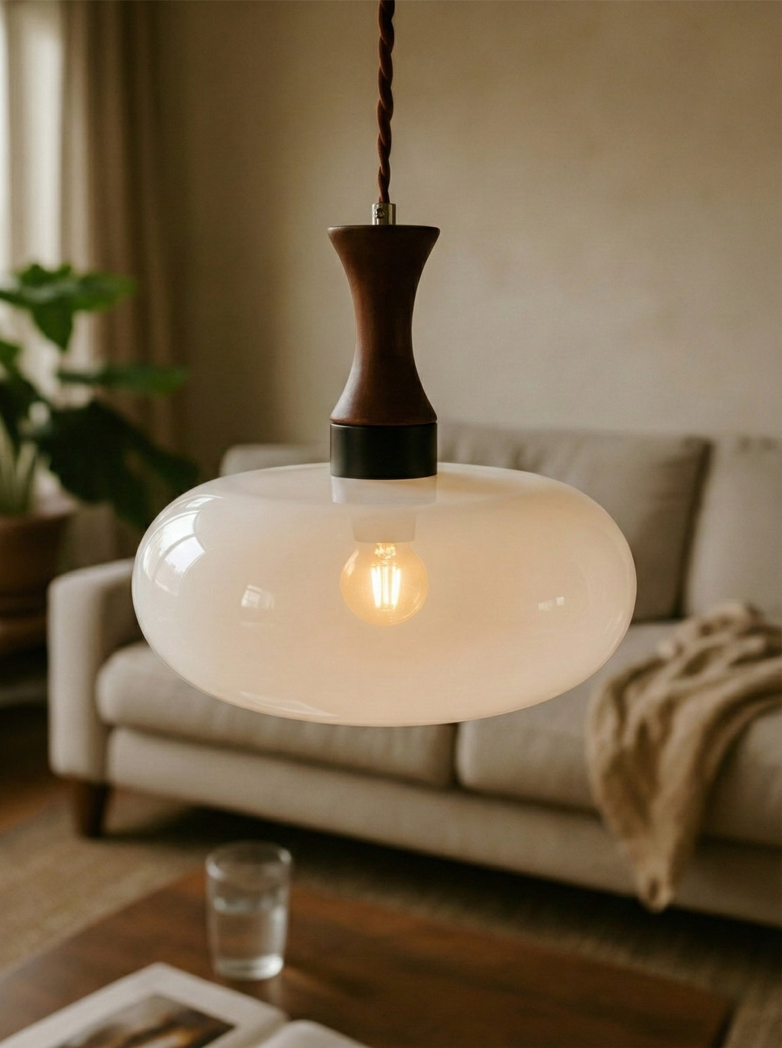 Pendant Lighting Glass Living Room | Wood