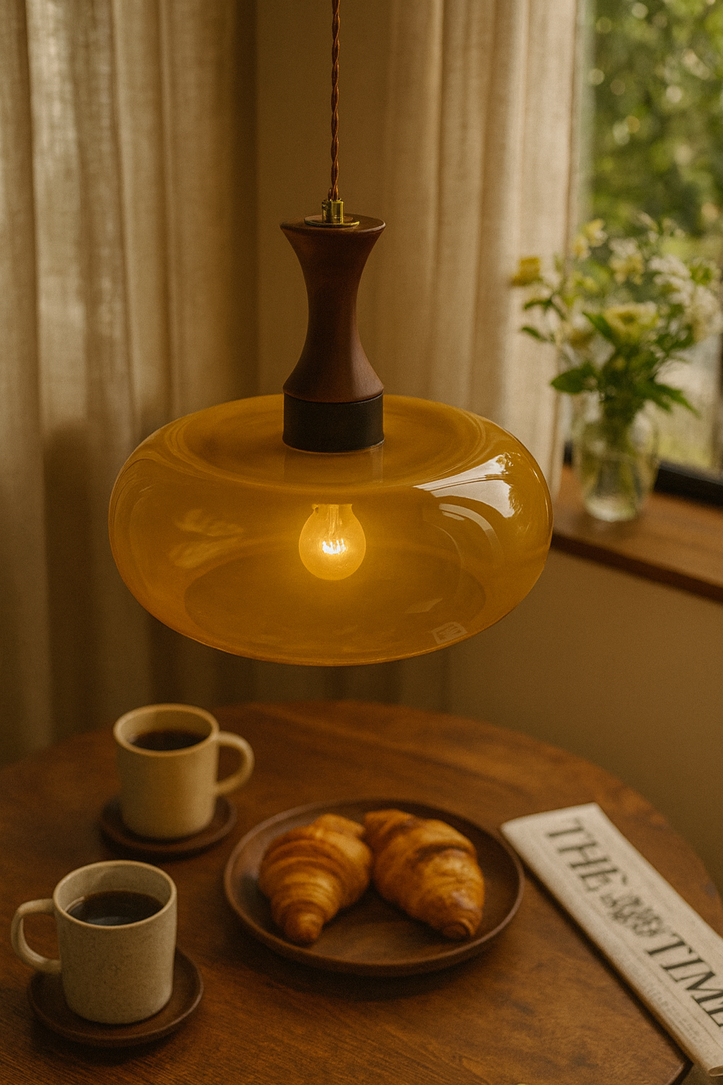 Pendant Lighting Glass Living Room | Wood