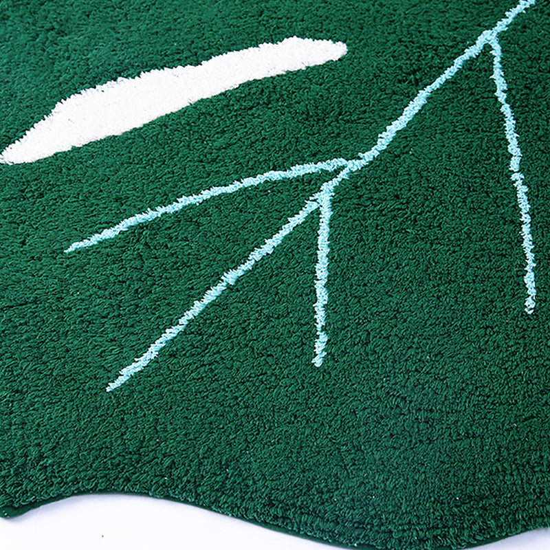 Rug Leaf Shape Green Bedroom | Fluffy