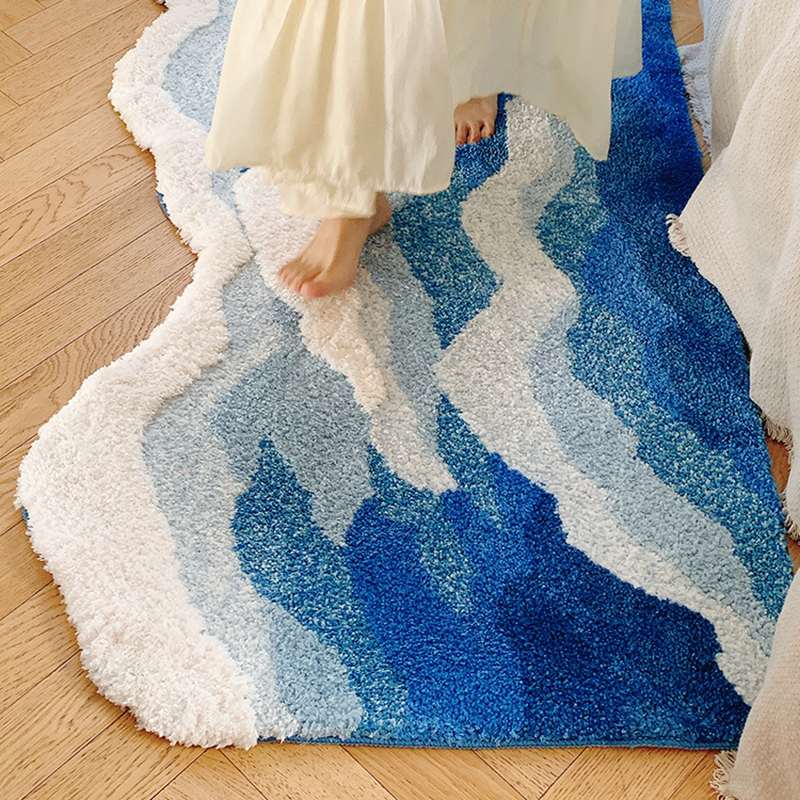 Rug Wave Pattern Bedroom | Washable