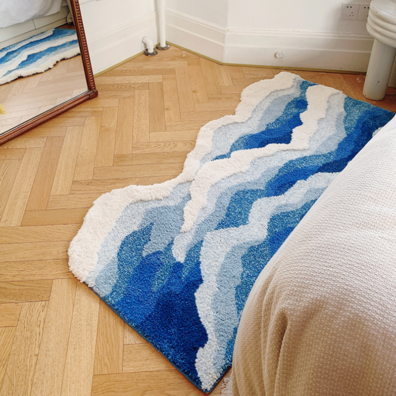 Rug Wave Pattern Bedroom | Washable