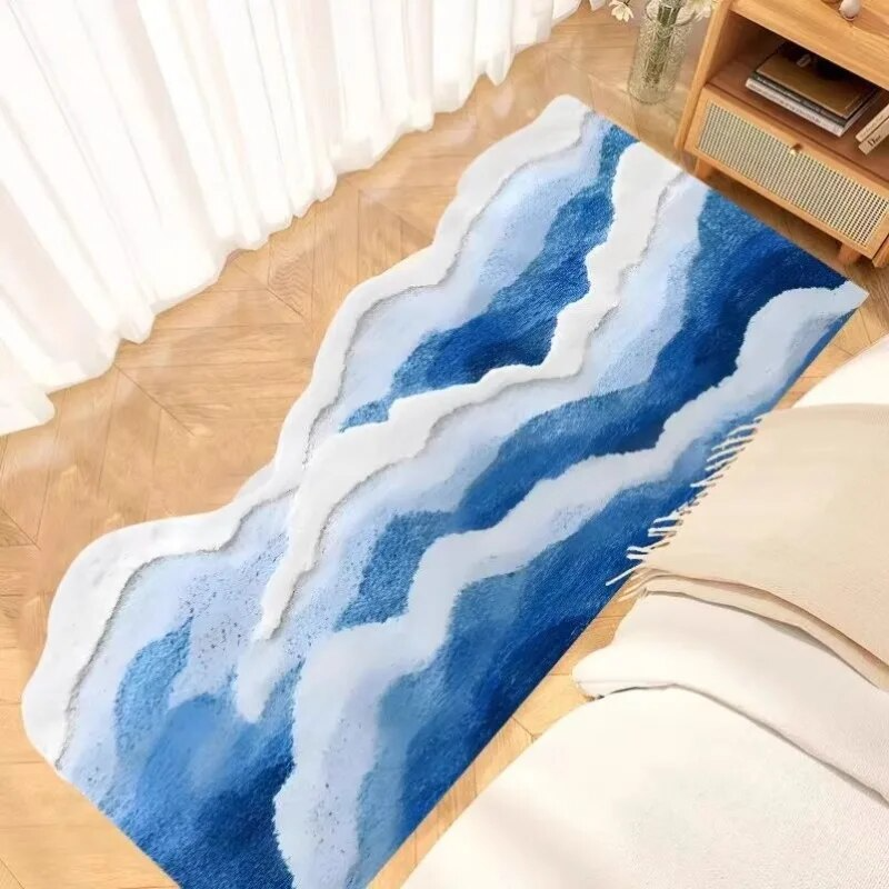 Rug Wave Pattern Bedroom | Washable