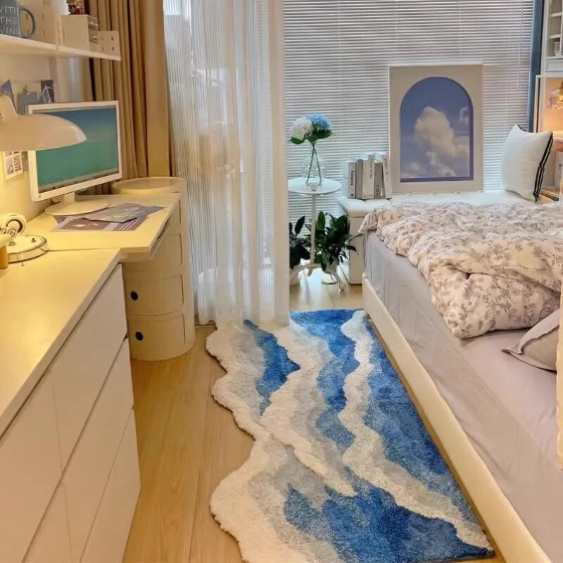Rug Wave Pattern Bedroom | Washable