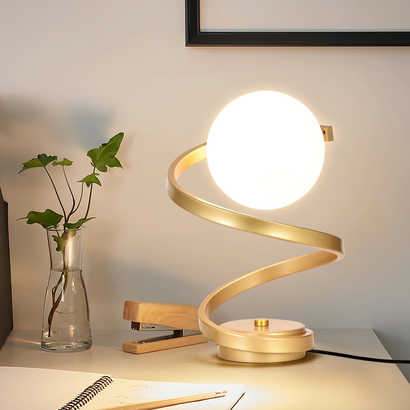 Table Lamps Glass Spiral Bedroom | LED