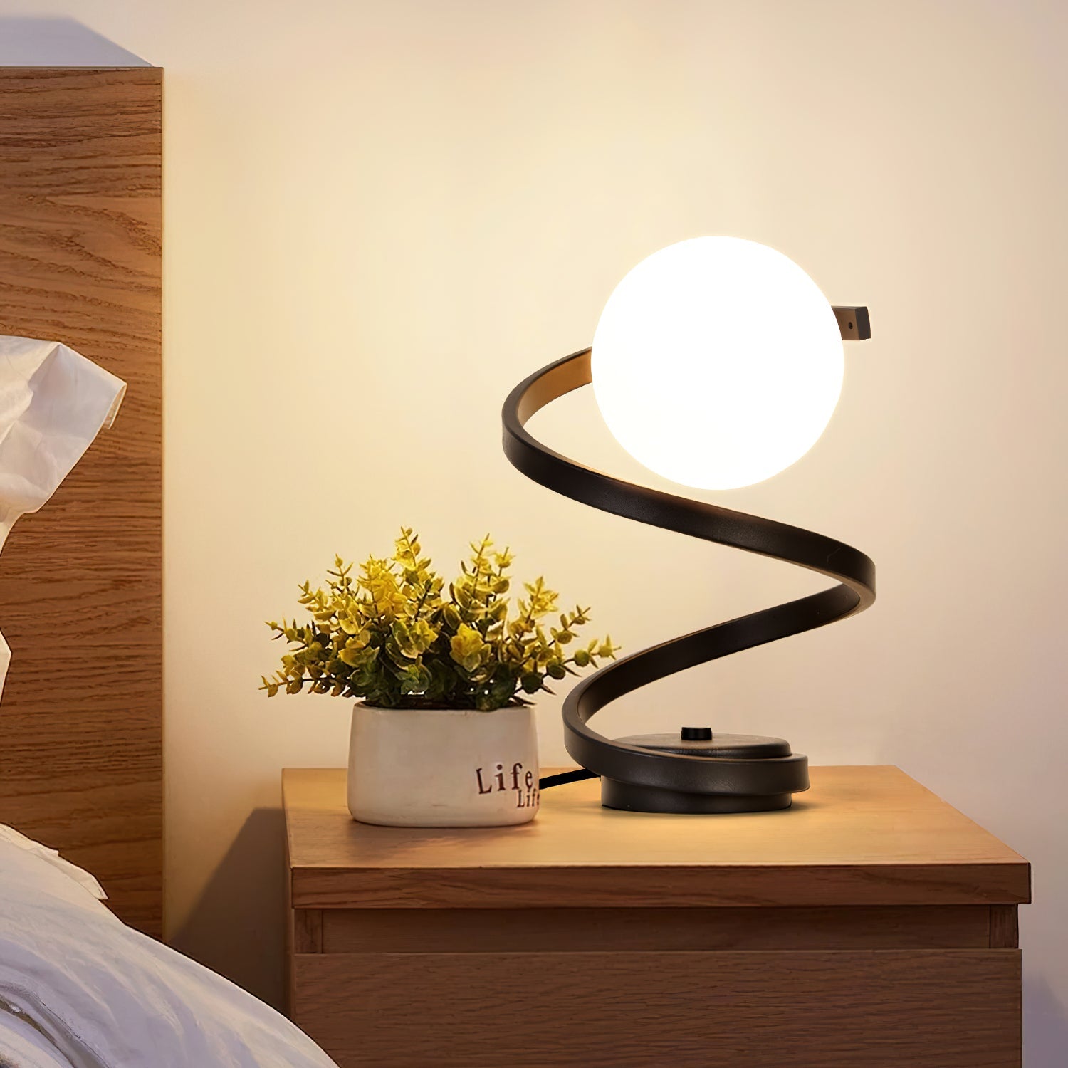 Table Lamps Glass Spiral Bedroom | LED