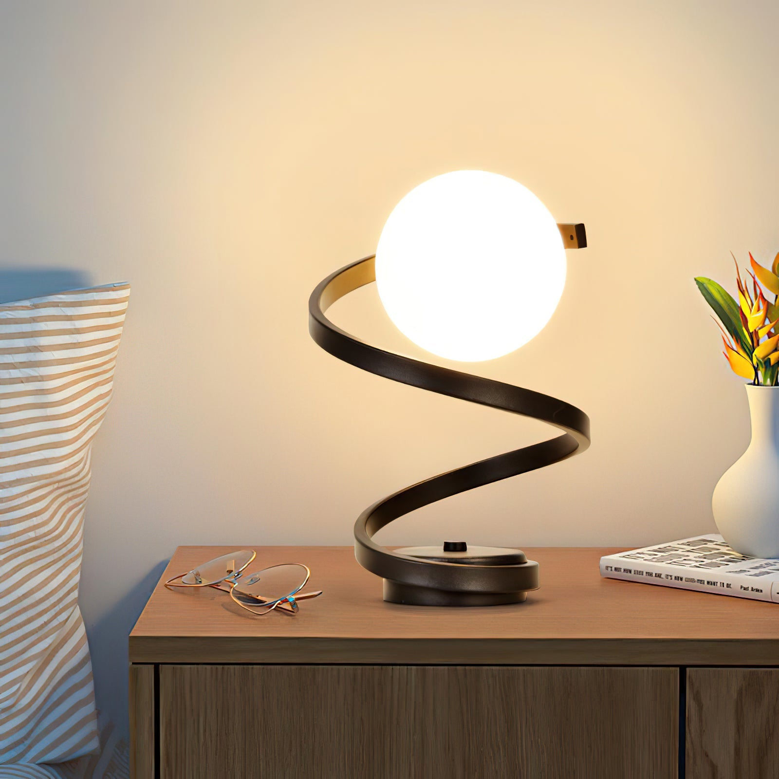 Table Lamps Glass Spiral Bedroom | LED