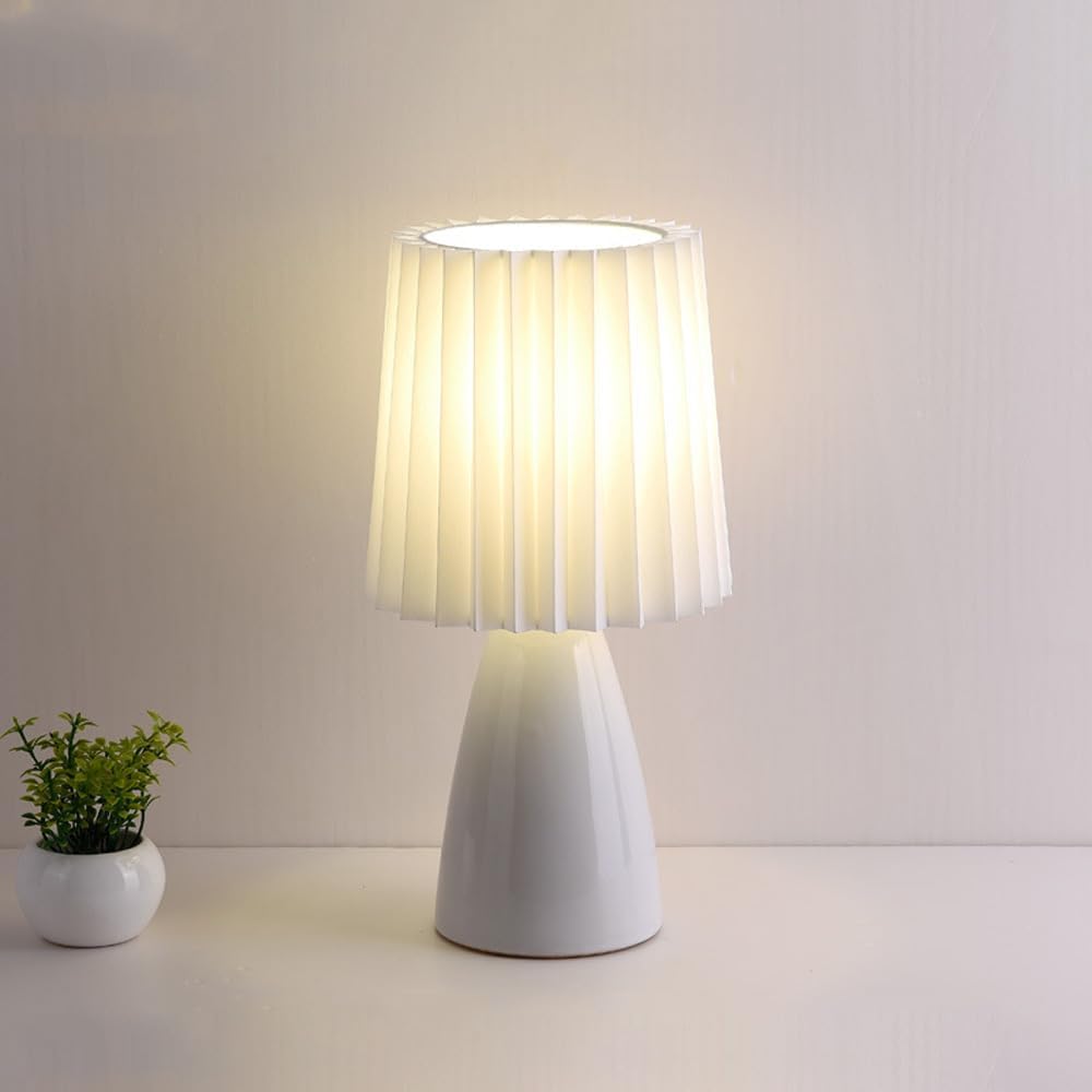 Table Lamps Pleated Bedroom | Ceramic Base