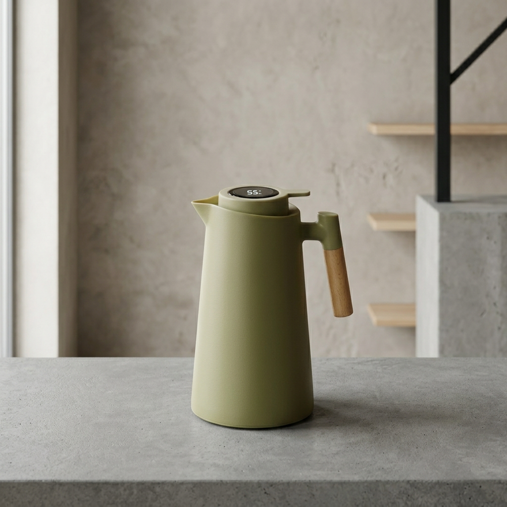 Thermal Jug with Wooden Handle | Temperature Display