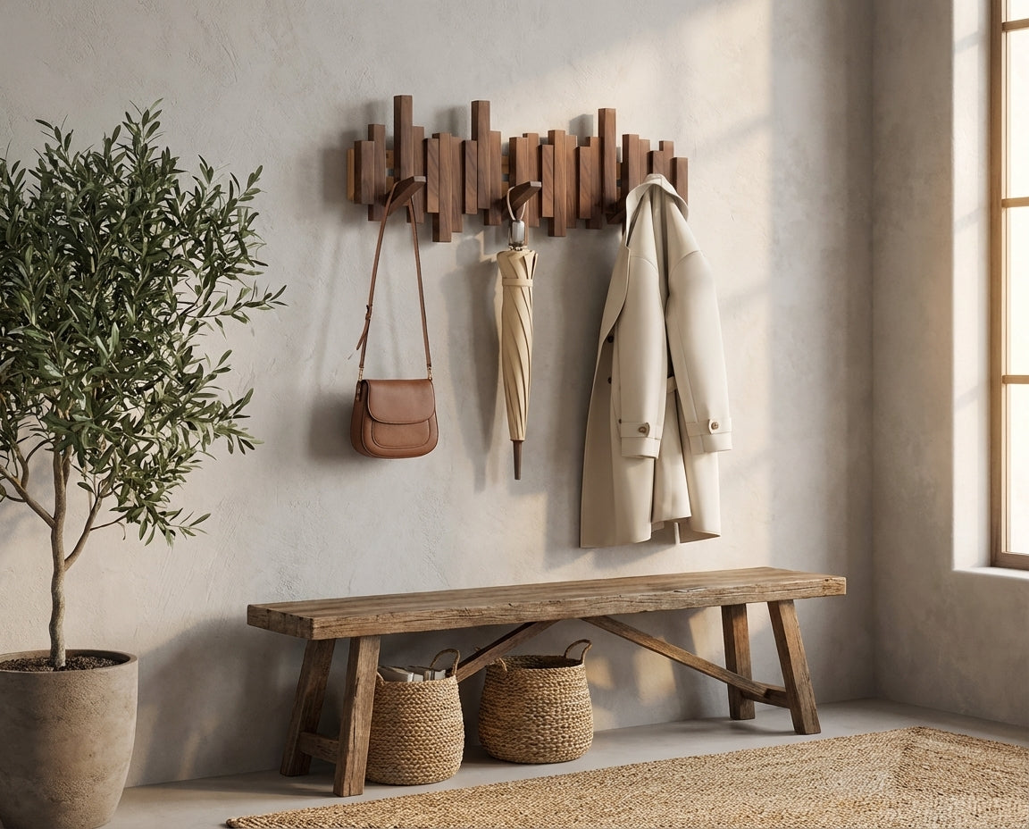 Wall Mounted Coat Rack Wooden | Hooks for Wall