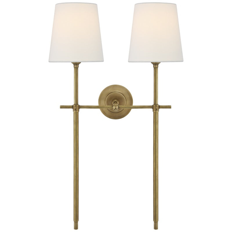 Wall Sconce Brass Fabric Tapered Shade | Wall Lighting